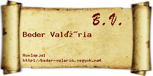 Beder Valéria névjegykártya